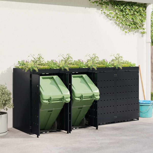 Mülltonnenbox für 4 Tonnen, Schwarz