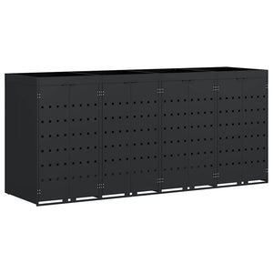 Mülltonnenbox für 4 Tonnen, Schwarz