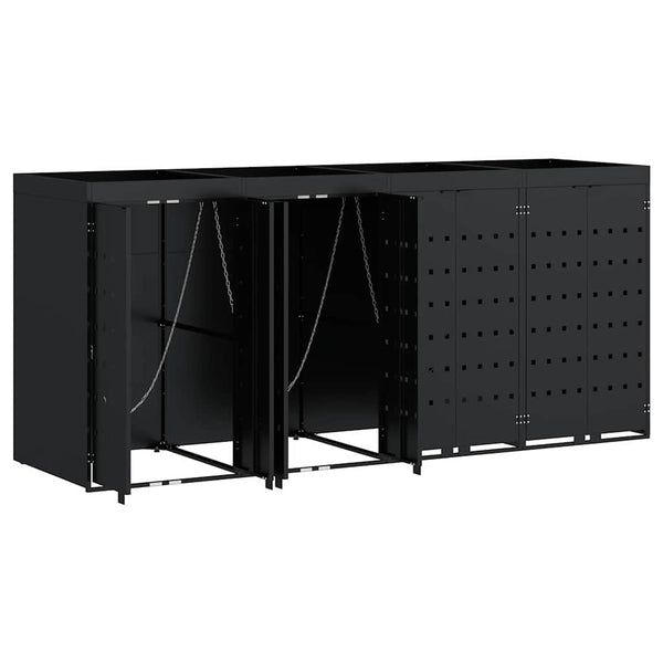Mülltonnenbox für 4 Tonnen, Schwarz