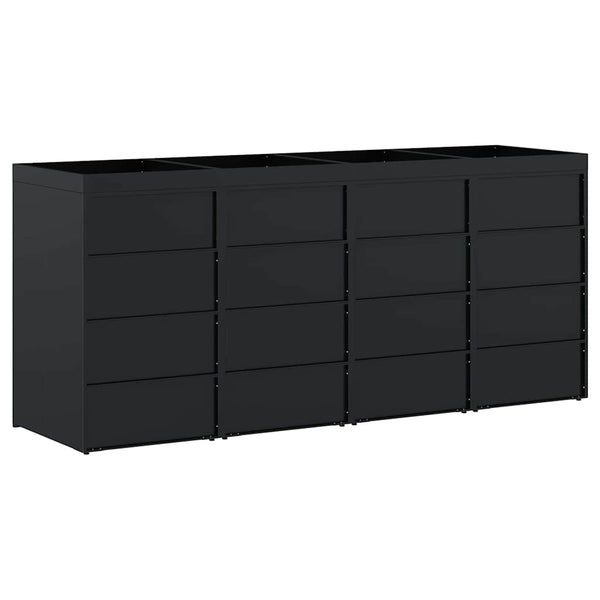 Mülltonnenbox für 4 Tonnen, Schwarz