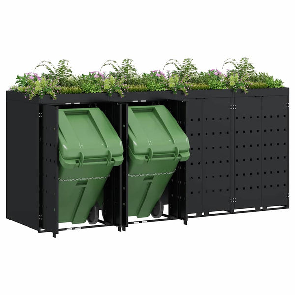 Mülltonnenbox für 4 Tonnen, Schwarz