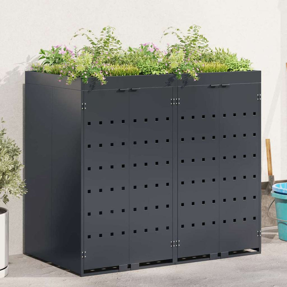 Doppel Mülltonnenbox Anthrazit