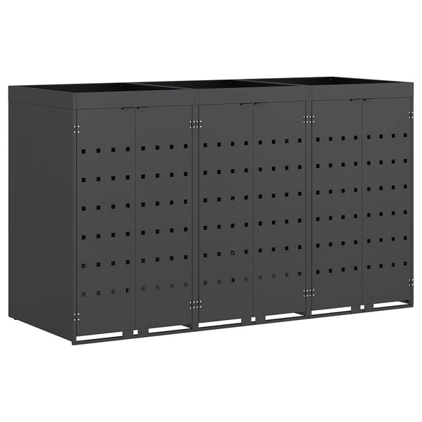 vidaXL Triple Wheelie Bin Shed Anthracite
