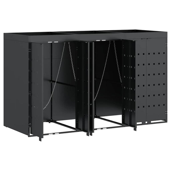 vidaXL Triple Wheelie Bin Shed Anthracite