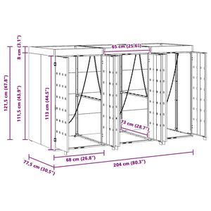vidaXL Triple Wheelie Bin Shed Anthracite