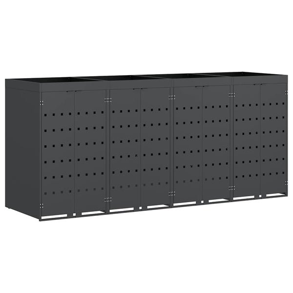 vidaXL Poubelle à roulettes pour 4 conteneurs Anthracite