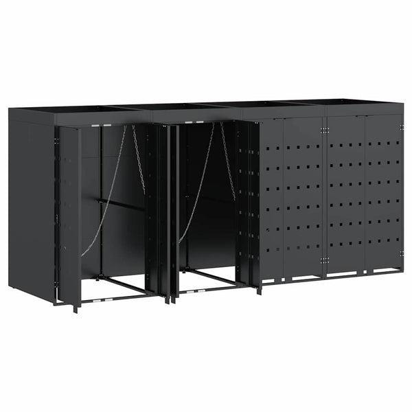 vidaXL Poubelle à roulettes pour 4 conteneurs Anthracite
