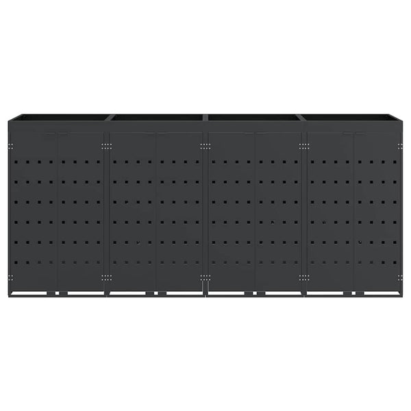 vidaXL Poubelle à roulettes pour 4 conteneurs Anthracite