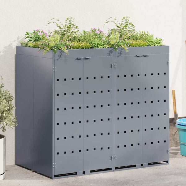 Mülltonnenbox für 2 Tonnen, Hellgrau