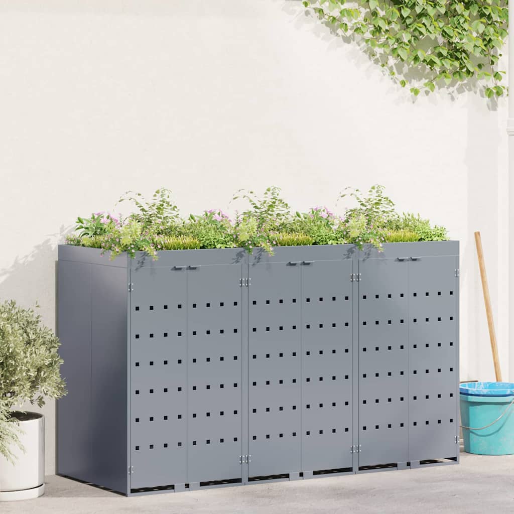 Mülltonnenbox für 3 Tonnen, Hellgrau