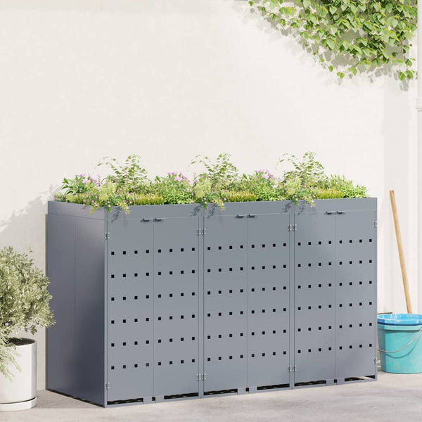 Mülltonnenbox für 3 Tonnen, Hellgrau