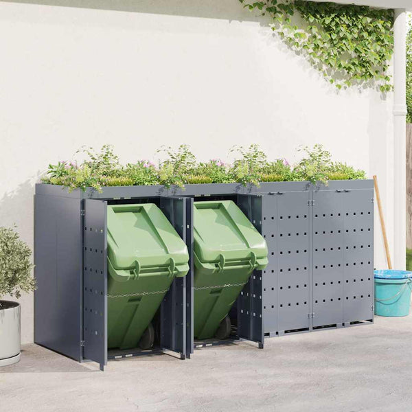 Mülltonnenbox für 4 Tonnen, Hellgrau