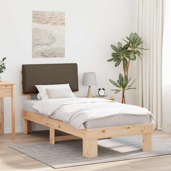 Bettgestell Taupe 90x200 cm mit Kopfteil