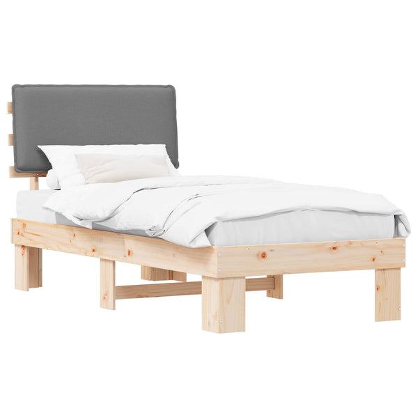 Bettgestell 90x190 cm Hellgrau mit Kopfteil