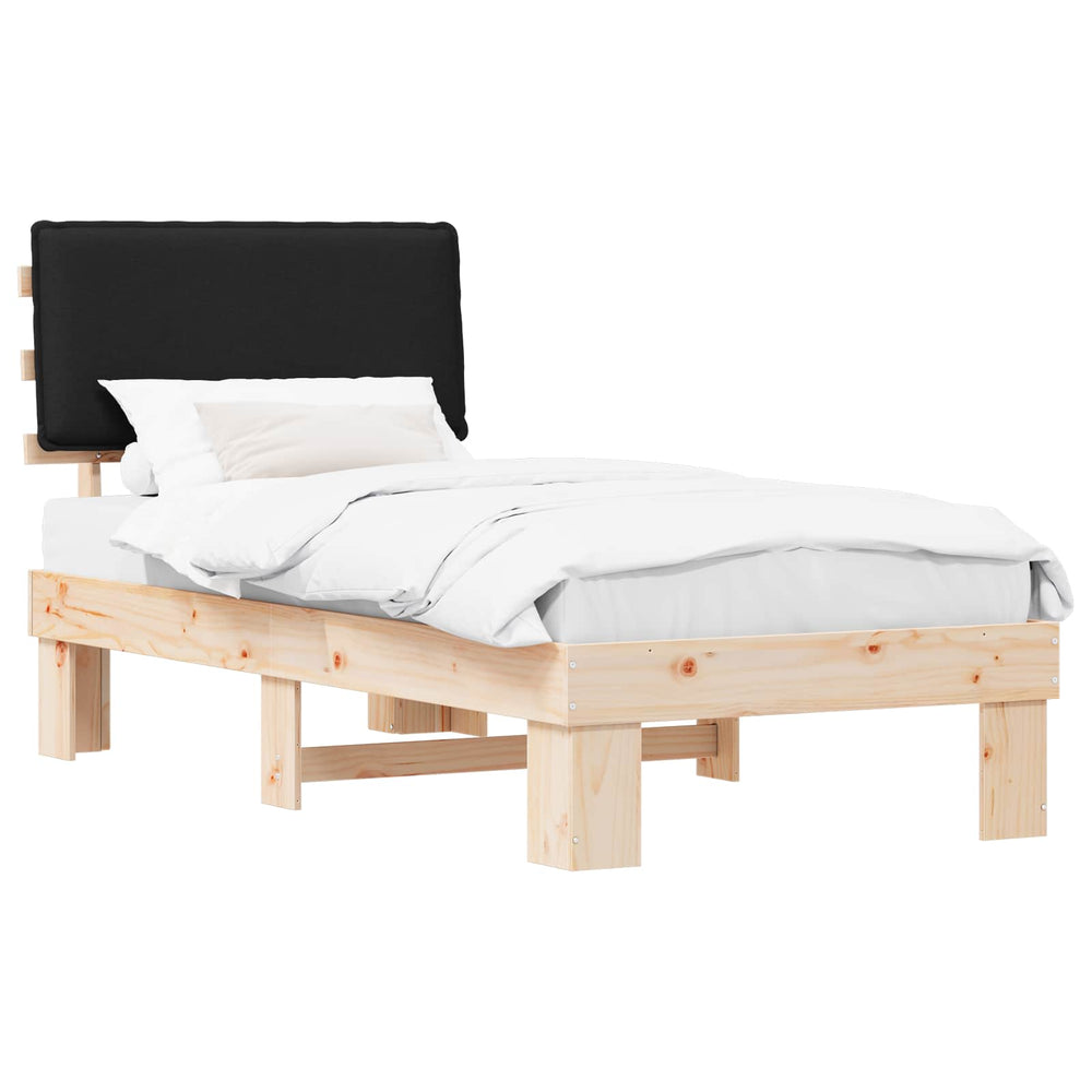Bettgestell Schwarz 90x190 cm mit Kopfteil