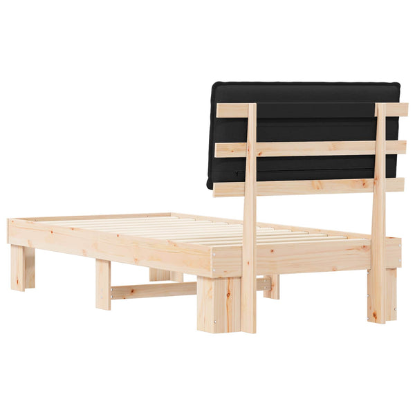 Bettgestell Schwarz 90x190 cm mit Kopfteil