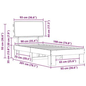 Bettgestell Schwarz 90x190 cm mit Kopfteil
