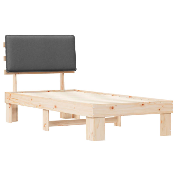 Dunkelgraues Bettgestell mit Kopfteil 75x190 cm