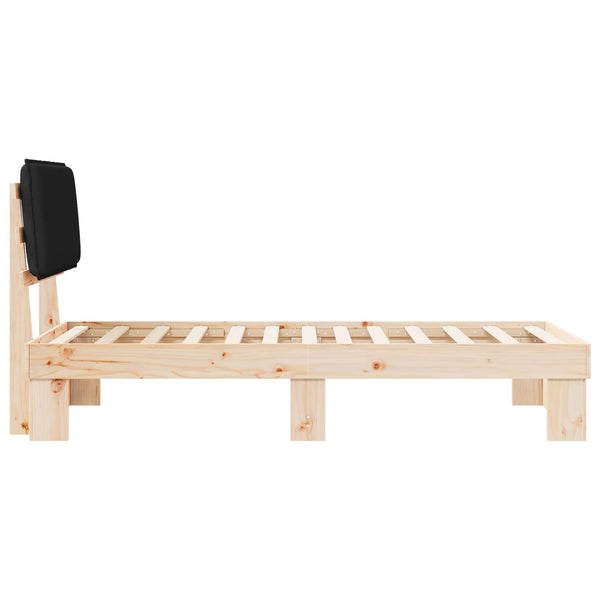 Schwarzes Bettgestell mit Kopfteil 75x190 cm