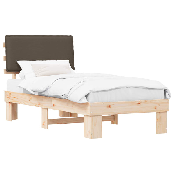 Bettgestell Taupe 75x190 cm mit Kopfteil
