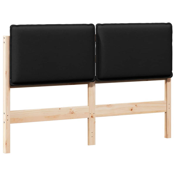 vidaXL Tête de lit rembourrée avec lattes Noir et naturel 150 cm