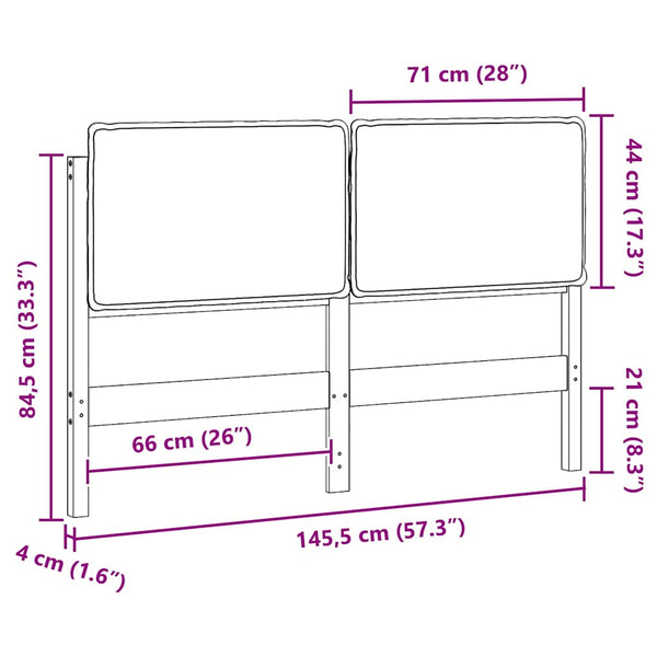 Gepolstertes Kopfteil 140 cm Natürlich & Schwarz