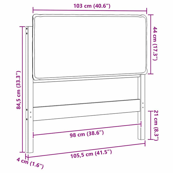 Gepolstertes Kopfteil 100 cm Grau/Natur