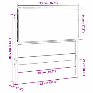 Gepolstertes Kopfteil 90 cm, Natur & Schwarz