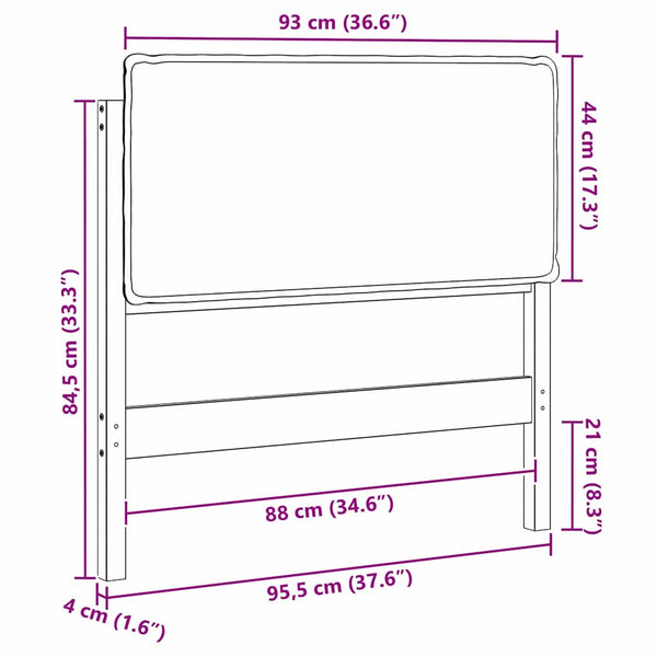 Gepolstertes Kopfteil 90 cm, Natur & Schwarz
