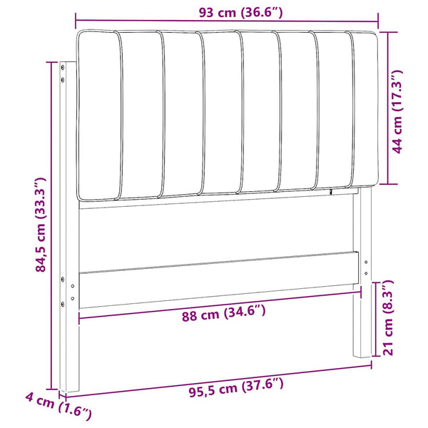 Gepolstertes Kopfteil Braun/Hellgrau 90 cm