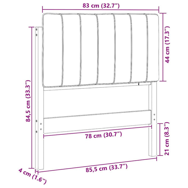 Gepolstertes Kopfteil Braun Dunkelgrau 80 cm