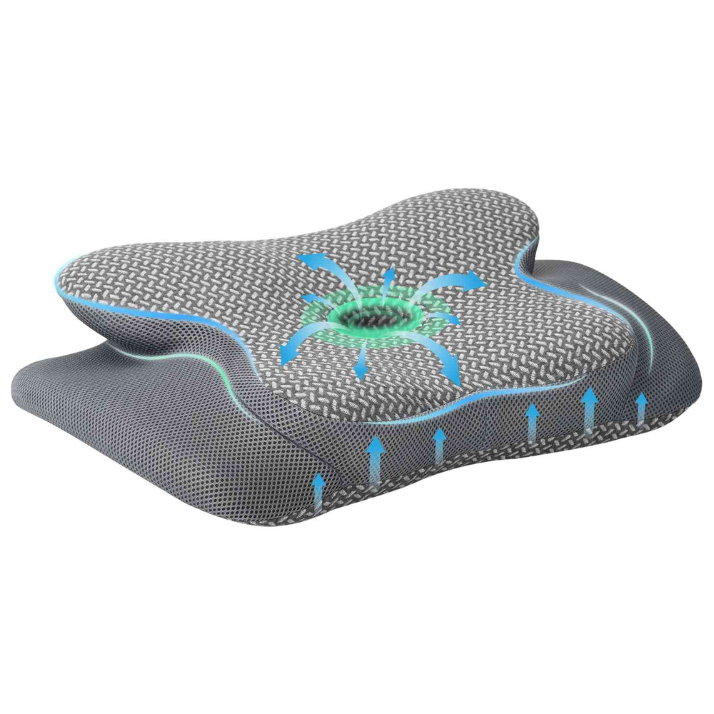 vidaXL Neck Pillow Grey Visco Foam 58 x 38 x 12 cm