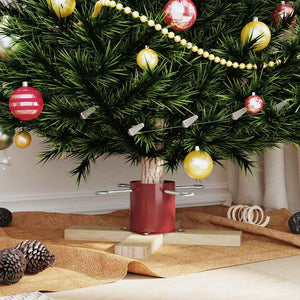Roter Weihnachtsbaumständer aus Kiefernholz