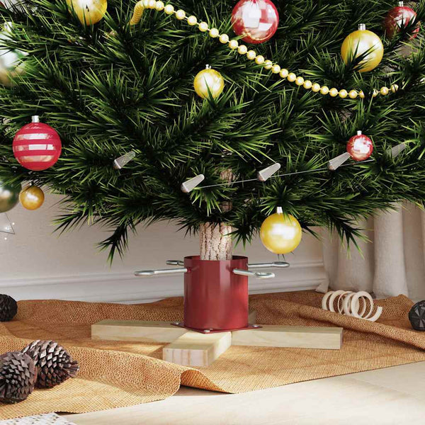 Roter Weihnachtsbaumständer aus Kiefernholz