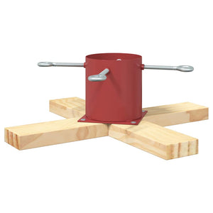 Roter Weihnachtsbaumständer aus Kiefernholz