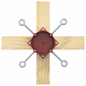 Roter Weihnachtsbaumständer aus Kiefernholz