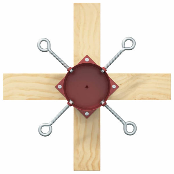 Roter Weihnachtsbaumständer aus Kiefernholz