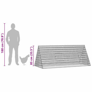 Hühnerkäfig Silber Verzinkt 215 cm