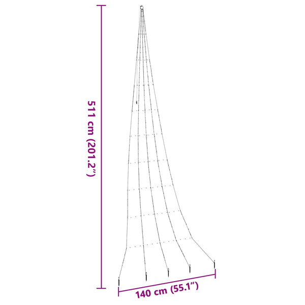 LED Weihnachtsbaum Kaltweiß 511 cm mit Erdspießen
