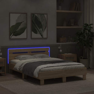 Bettrahmen mit LED 137x190 cm Sonoma Holzwerkstoff