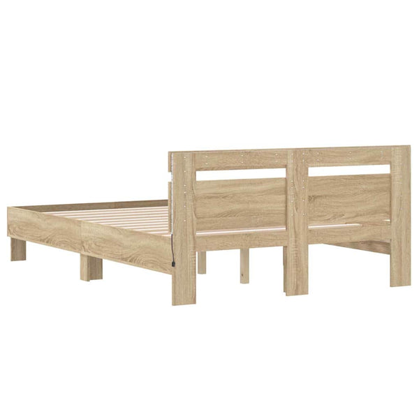 Bettrahmen mit LED 137x190 cm Sonoma Holzwerkstoff
