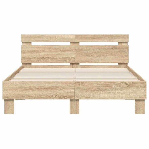 Bettrahmen mit LED 137x190 cm Sonoma Holzwerkstoff
