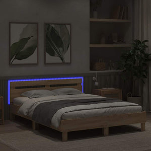 Bettrahmen mit LED 152x203 cm Sonoma Holz