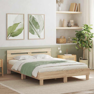 Bettrahmen mit LED 152x203 cm Sonoma Holz