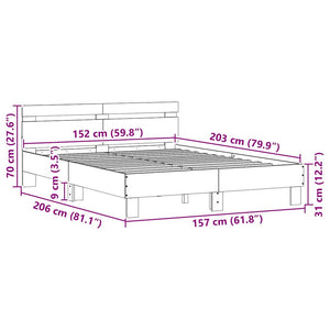 Bettrahmen mit LED 152x203 cm Sonoma Holz