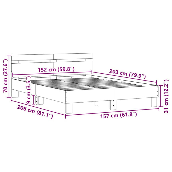 Bettrahmen mit LED 152x203 cm Sonoma Holz
