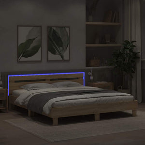 Bettrahmen mit LED Sonoma 193x203 cm