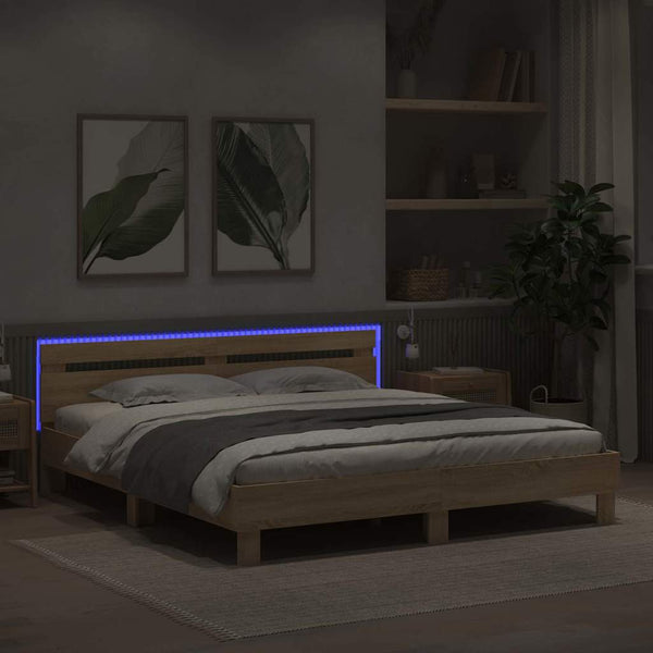 Bettrahmen mit LED Sonoma 193x203 cm