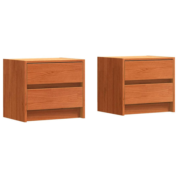 Nachttische 2er Set, Wachsbraun Kiefernholz