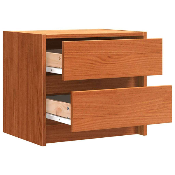 Nachttische 2er Set, Wachsbraun Kiefernholz